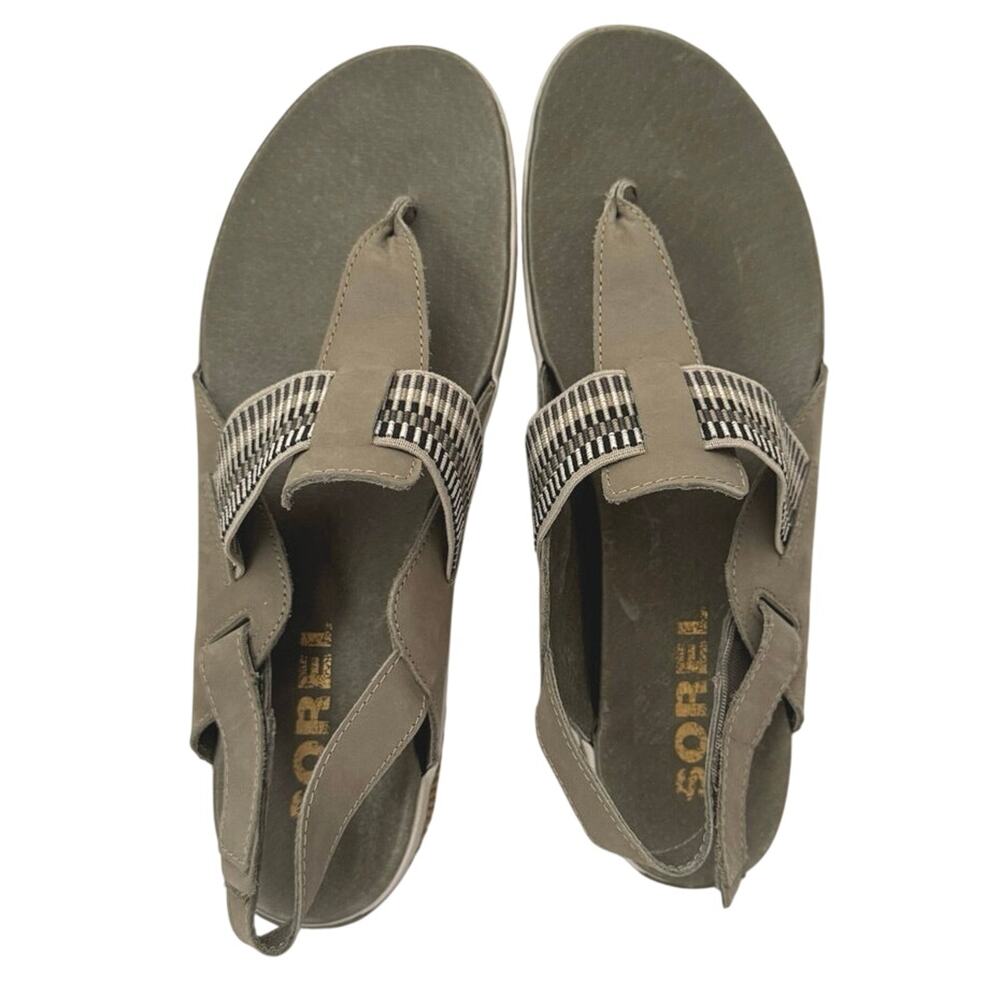 Sorel Women’s Size 10.5 Out 'N About Sandals Back Strap Toe Post Sage Grey - Picture 3 of 10